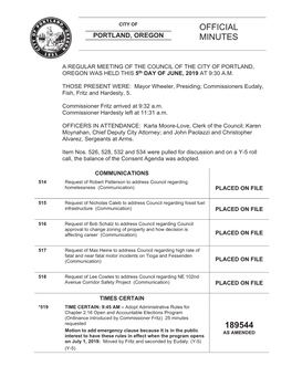 Portland City Council Agenda