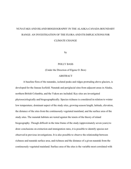 Nunataks and Island Biogeography in the Alaska-Canada Boundary