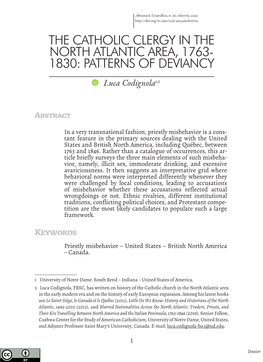 The Catholic Clergy in the North Atlantic Area, 1763- 1830: Patterns of Deviancy