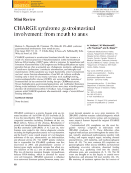 CHARGE Syndrome Gastrointestinal Involvement: from Mouth to Anus