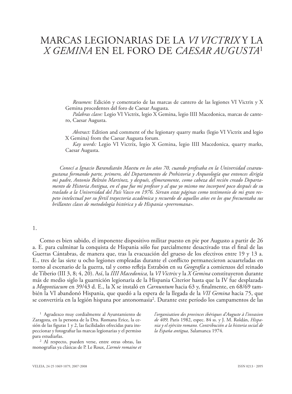 Marcas Legionarias De La Vi Victrix Y La X Gemina En El Foro De Caesar Augusta1