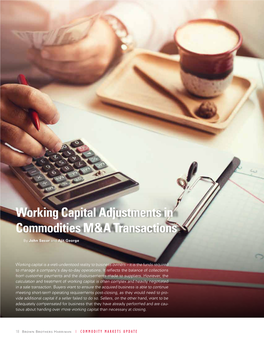 Working Capital Adjustments in Commodities M&A Transactions