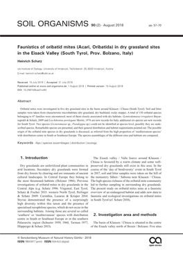 Faunistics of Oribatid Mites (Acari, Oribatida) in Dry Grassland Sites in the Eisack Valley (South Tyrol, Prov