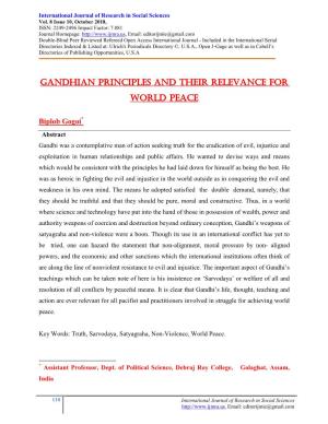 Gandhian Principles and Their Relevance for World Peace