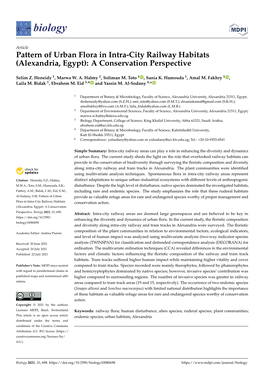 Pattern of Urban Flora in Intra-City Railway Habitats (Alexandria, Egypt): a Conservation Perspective