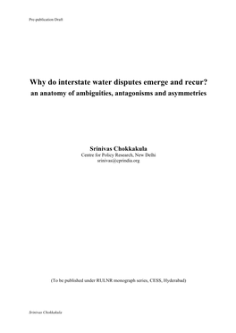 Why Do Interstate Water Disputes Emerge and Recur? an Anatomy of Ambiguities, Antagonisms and Asymmetries