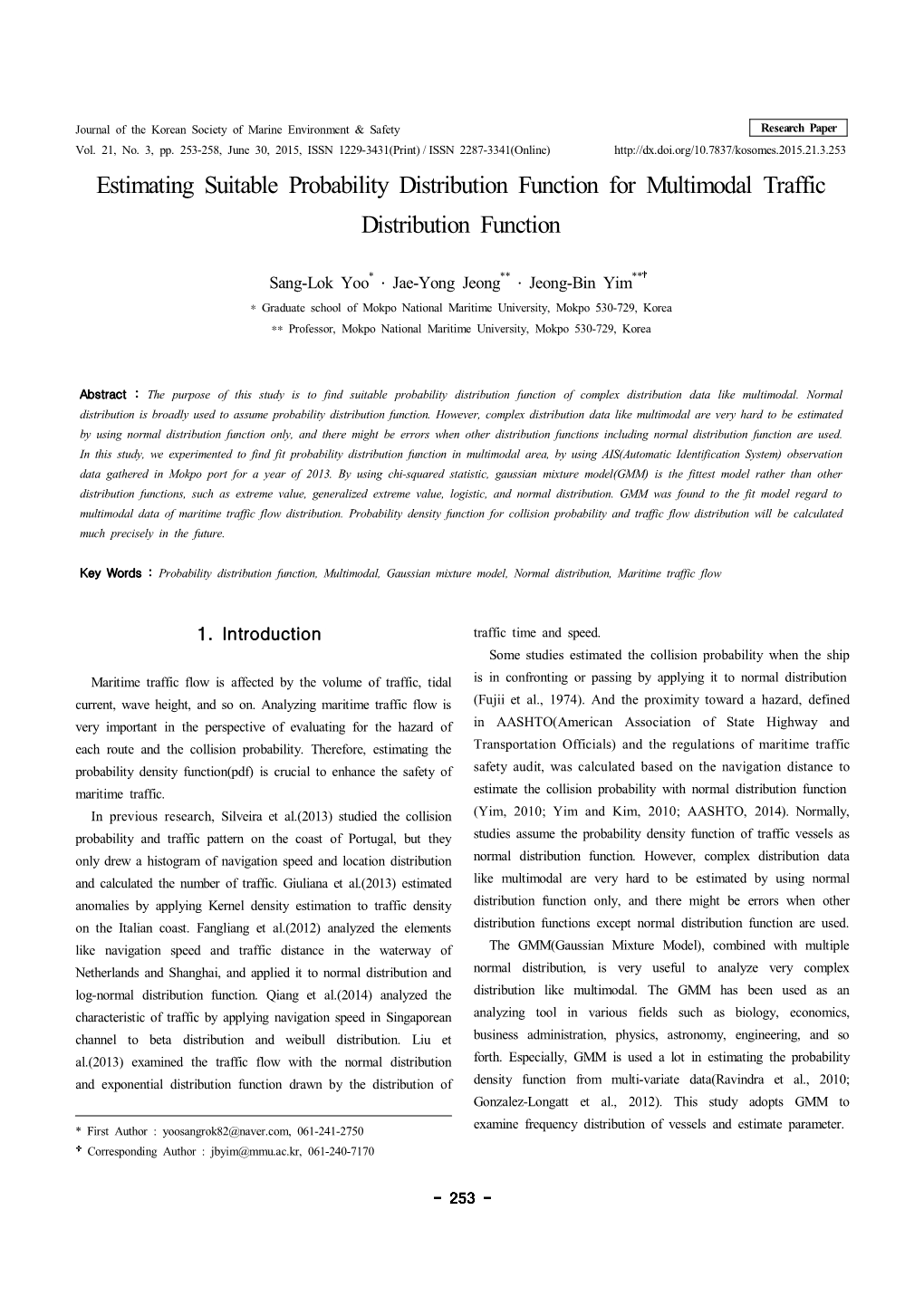 Estimating Suitable Probability Distribution Function for Multimodal Traffic Distribution Function