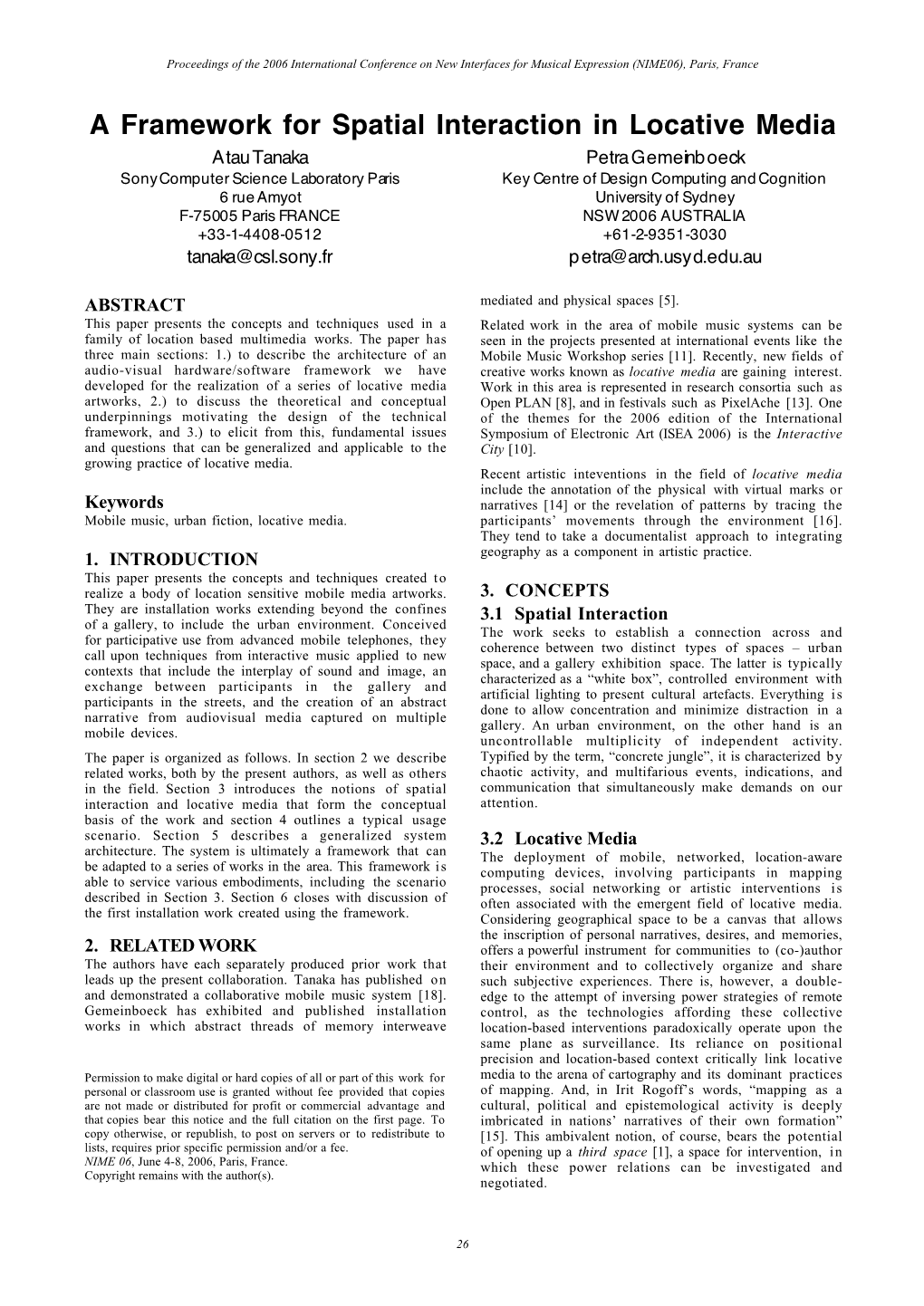 A Framework for Spatial Interaction in Locative Media