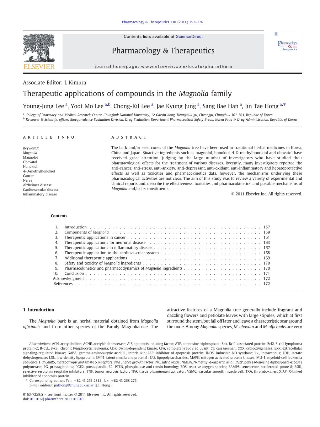 Therapeutic Applications of Compounds in the Magnolia Family