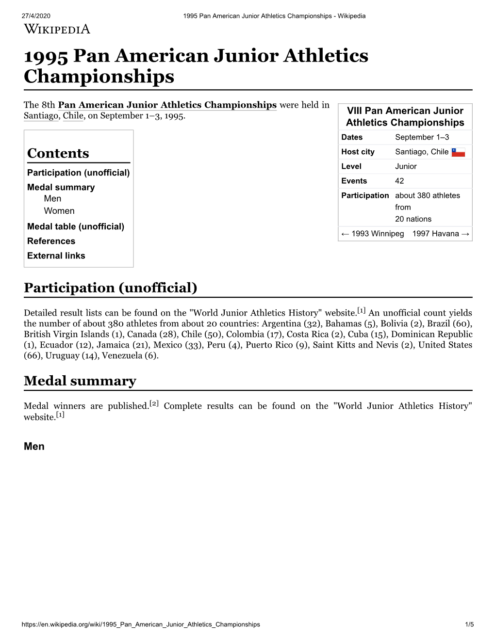 1995 Pan American Junior Athletics Championships - Wikipedia