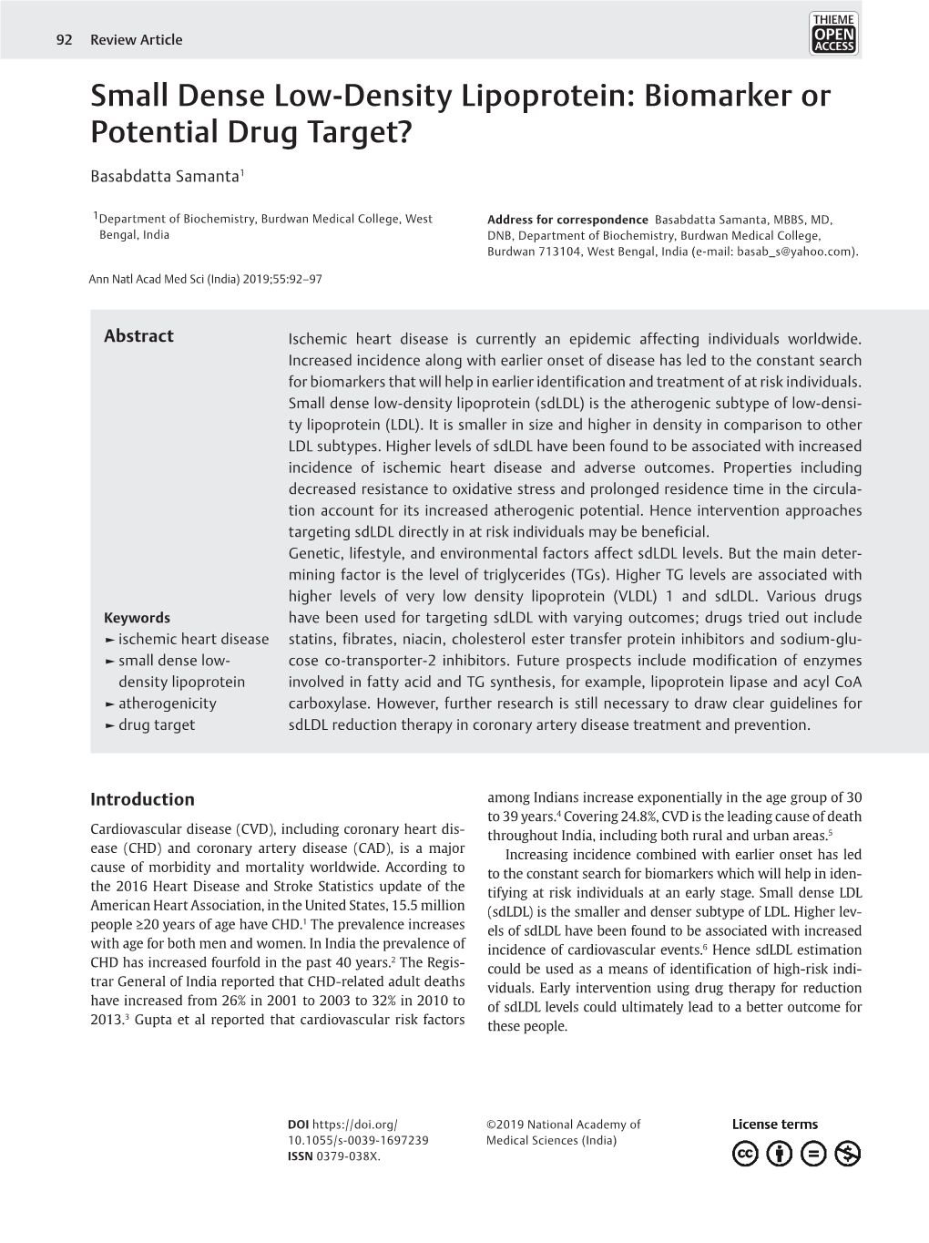 Small Dense Low-Density Lipoprotein: Biomarker Or Potential Drug Target?