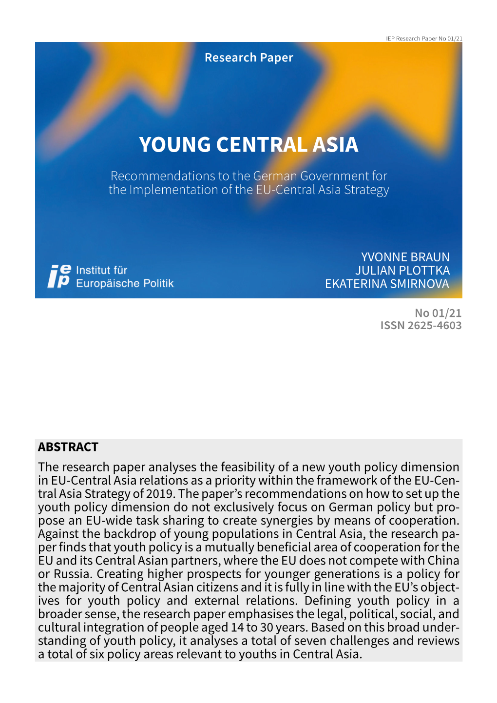 YOUNG CENTRAL ASIA Recommendations to the German Government for the Implementation of the EU-Central Asia Strategy