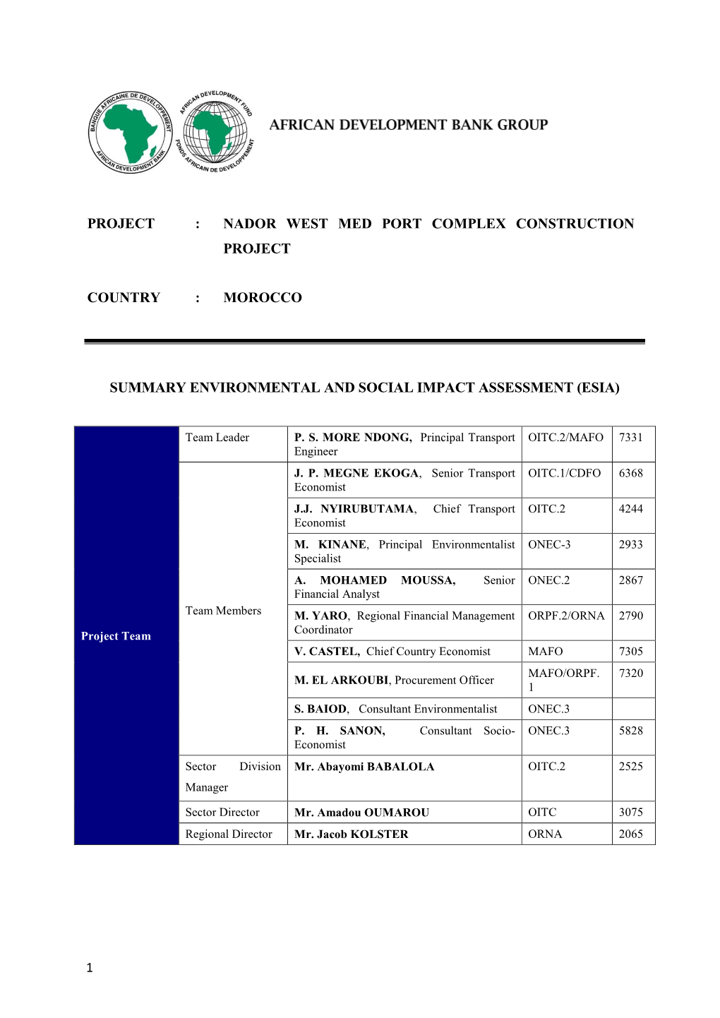 Nador West Med Port Complex Construction Project