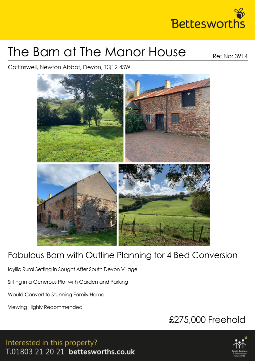 The Barn at the Manor House Ref No: 3914