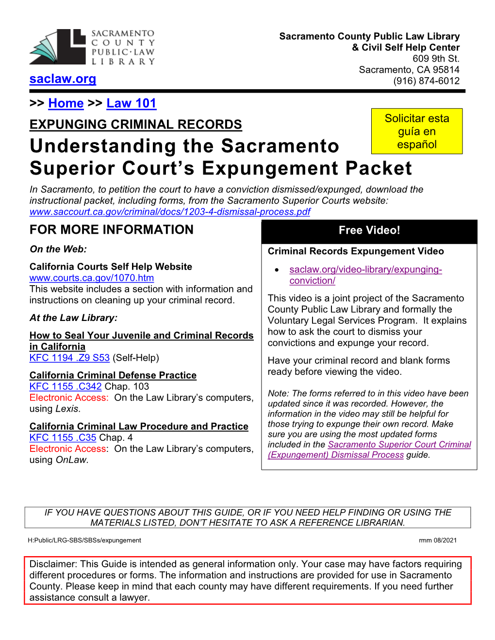 Understanding the Courts Expungment Packet