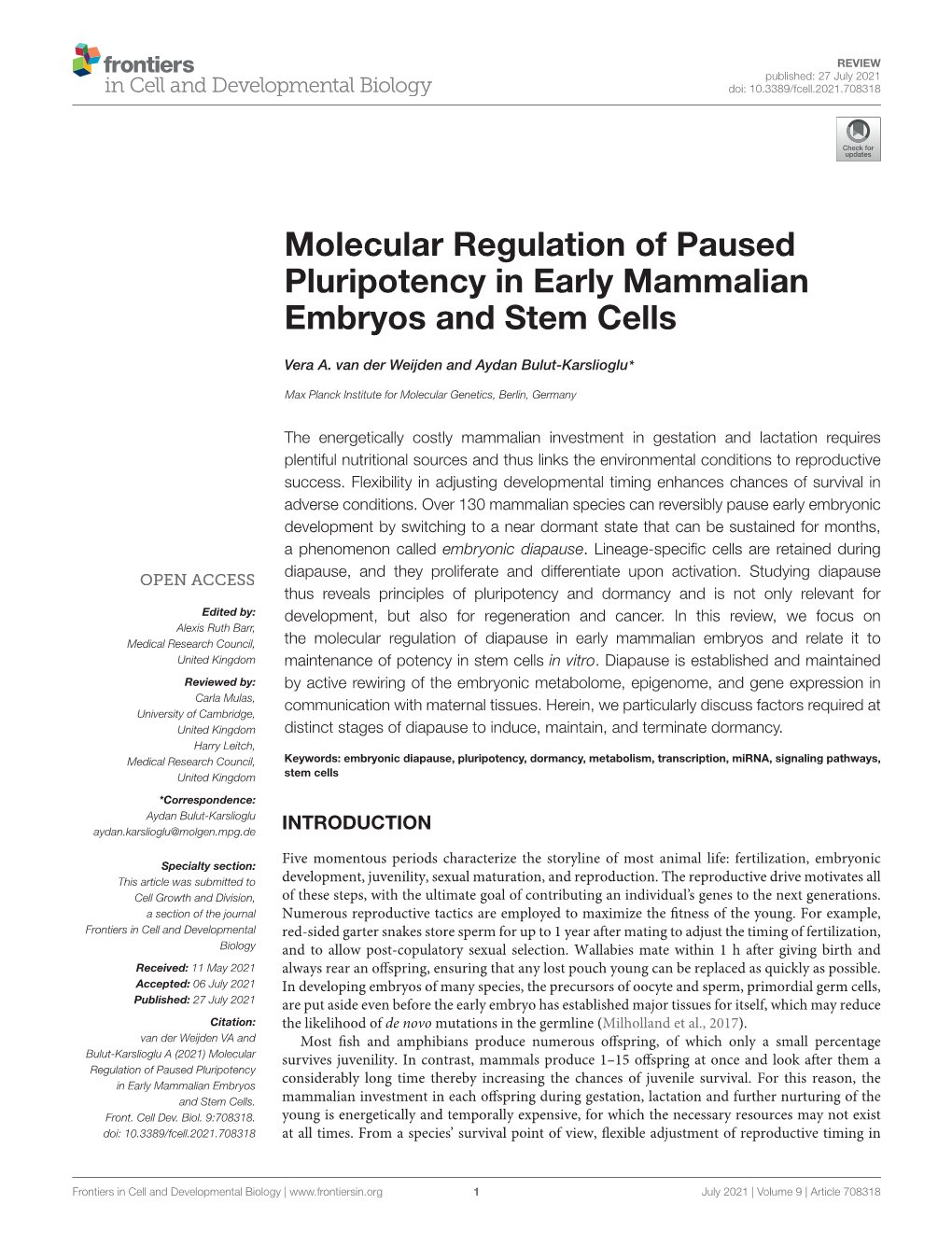 Molecular Regulation of Paused Pluripotency in Early Mammalian Embryos and Stem Cells