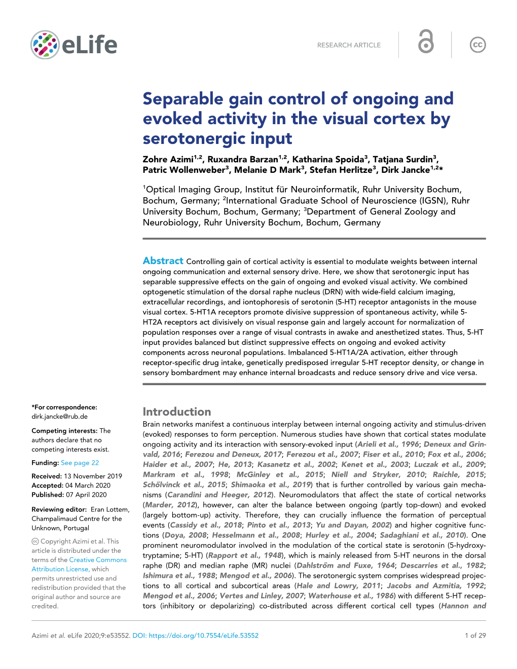 Separable Gain Control of Ongoing and Evoked Activity in the Visual Cortex