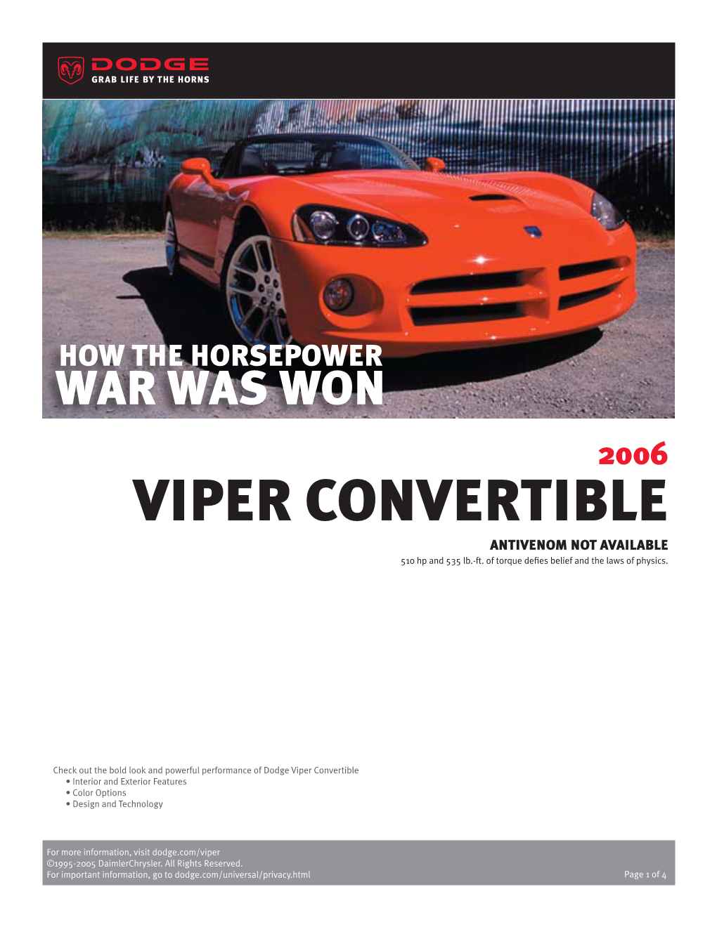 2006 Dodge Viper Convertible