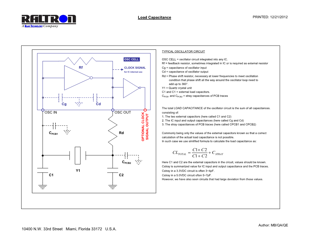 Crystals Load Capacitance Calculation And