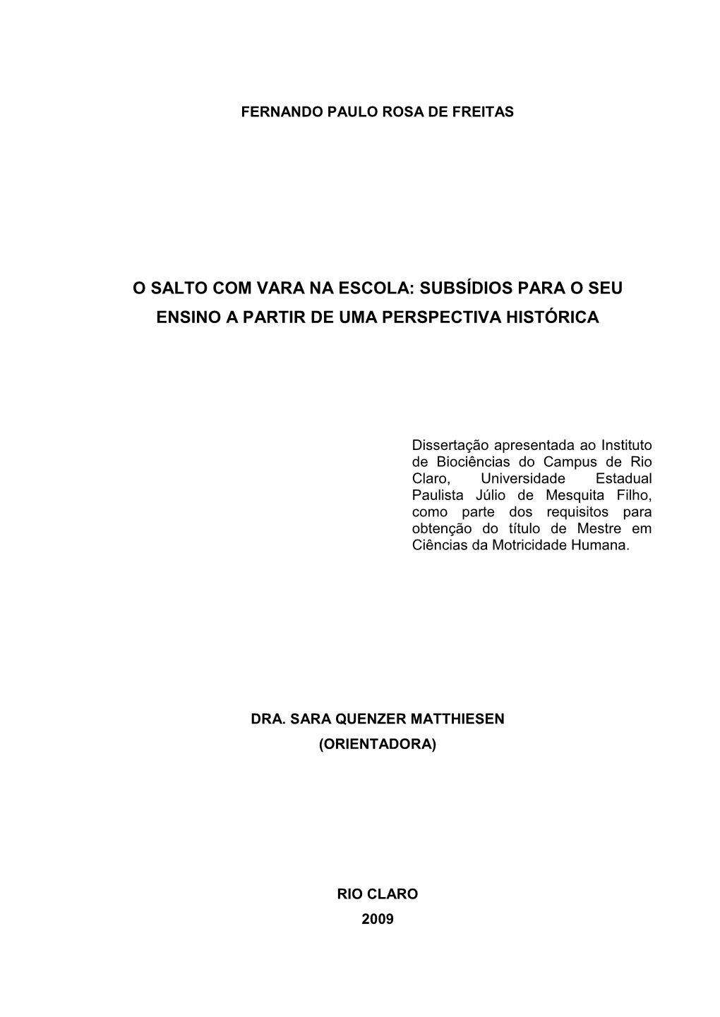 O Salto Com Vara Na Escola: Subsídios Para O Seu Ensino a Partir De Uma Perspectiva Histórica