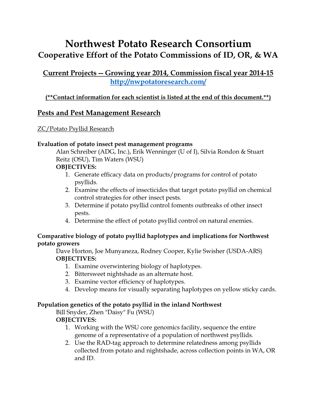 2015 Consortium Research Reports