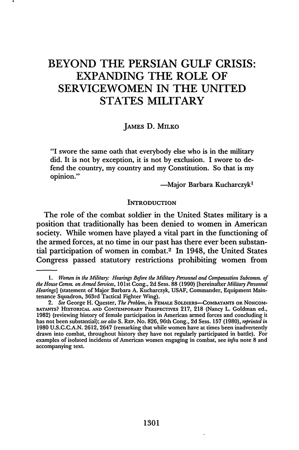 Expanding the Role of Servicewomen in the United States Military