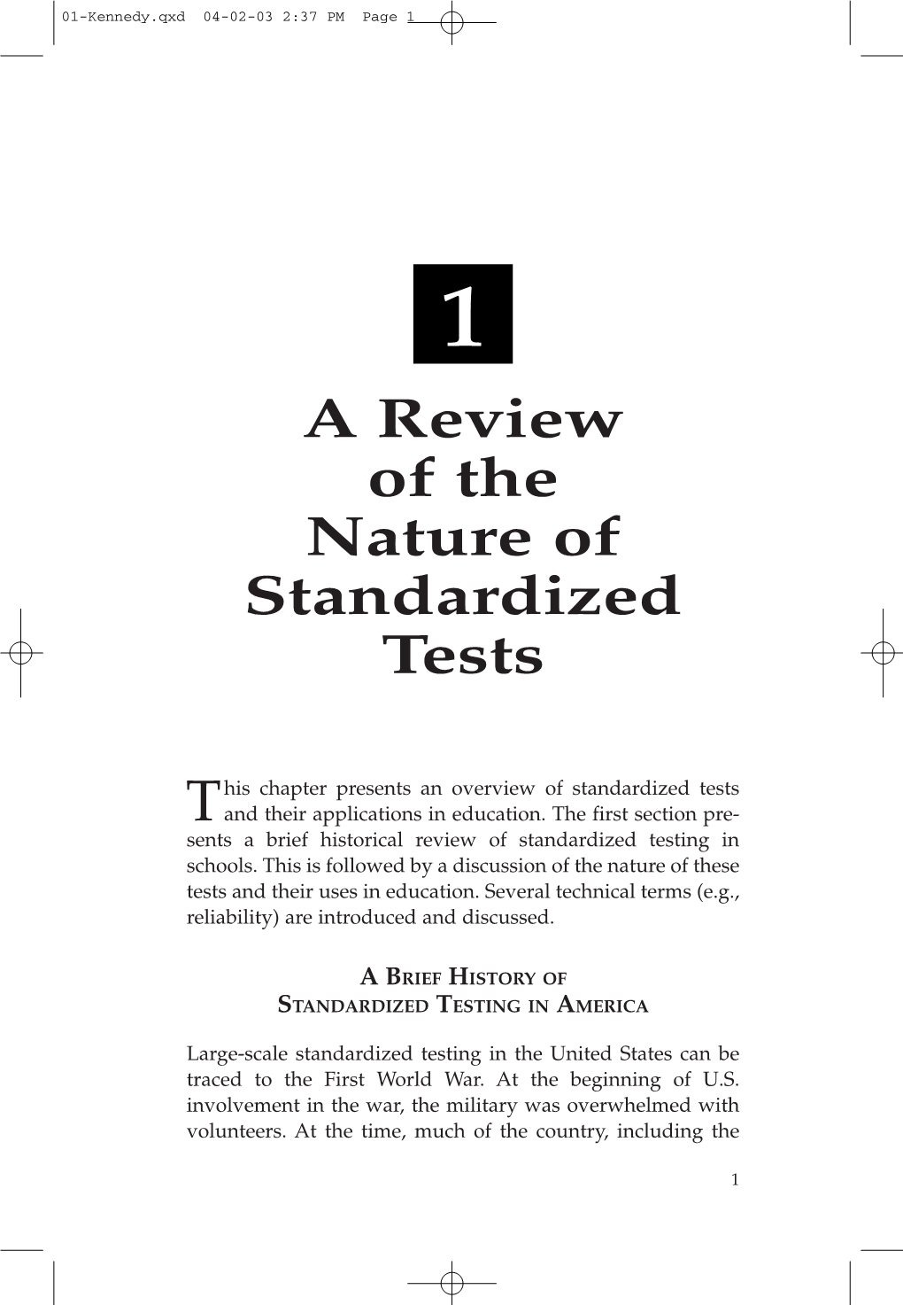 Chapter 1: a Review of the Nature of Standardized Tests