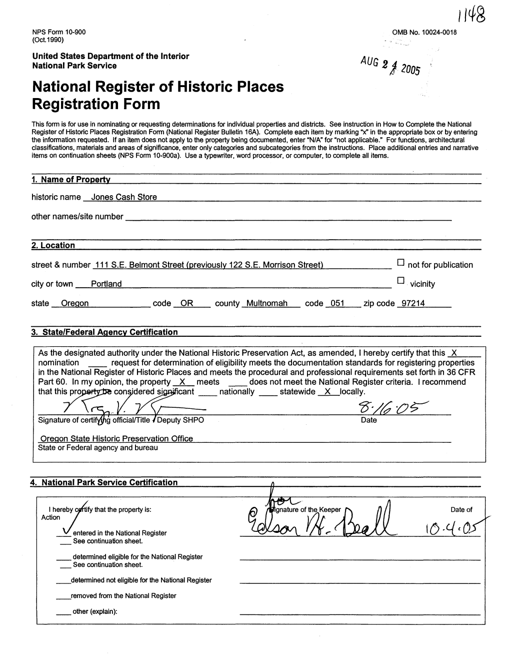 R\Ziv. Property^ Considered Sjgnjficant __ Nationally __ Statewide X Locally