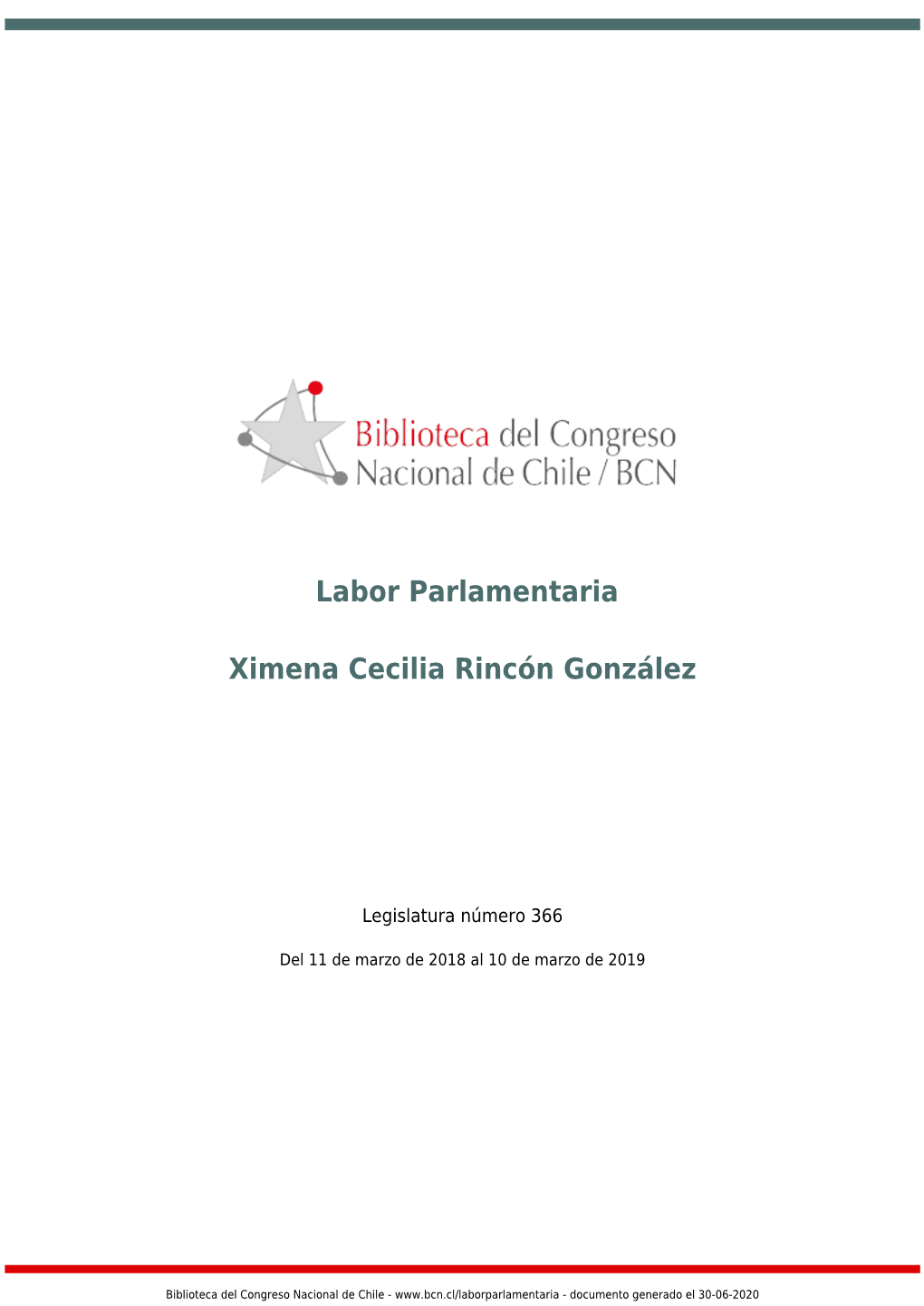 Labor Parlamentaria Ximena Cecilia Rincón González