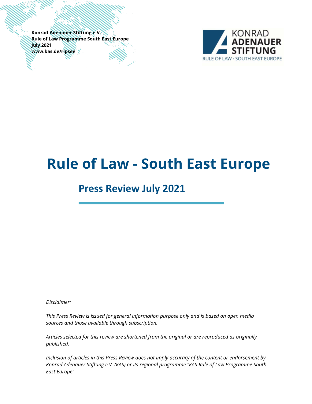 Rule of Law Programme South East Europe July 2021