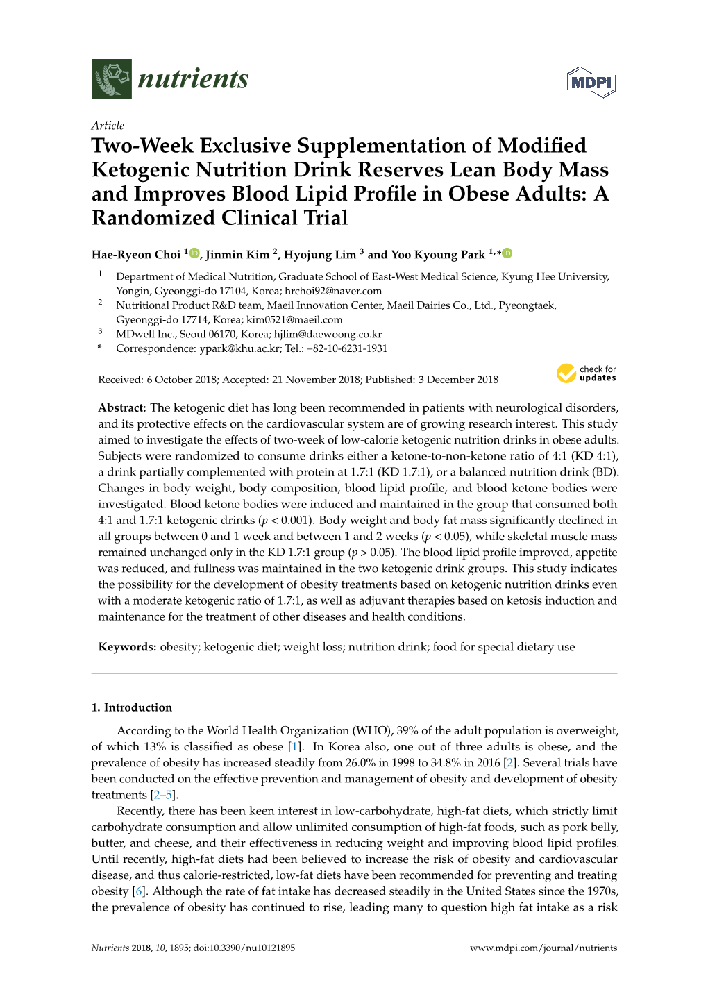 Two-Week Exclusive Supplementation of Modified Ketogenic Nutrition Drink Reserves Lean Body Mass and Improves Blood Lipid Profile in Obese Adults: a Randomized Clinical Trial