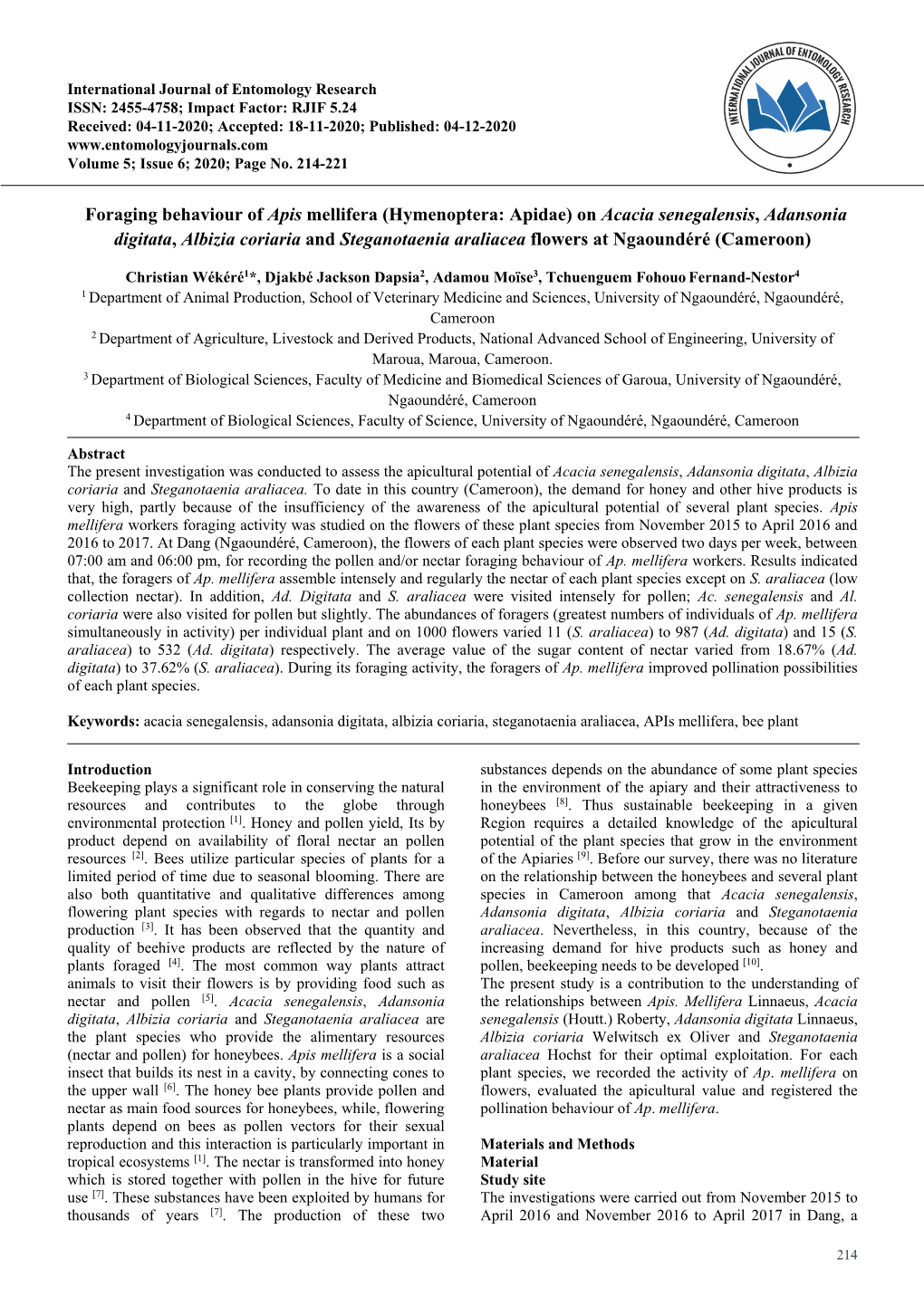 Foraging Behaviour of Apis Mellifera