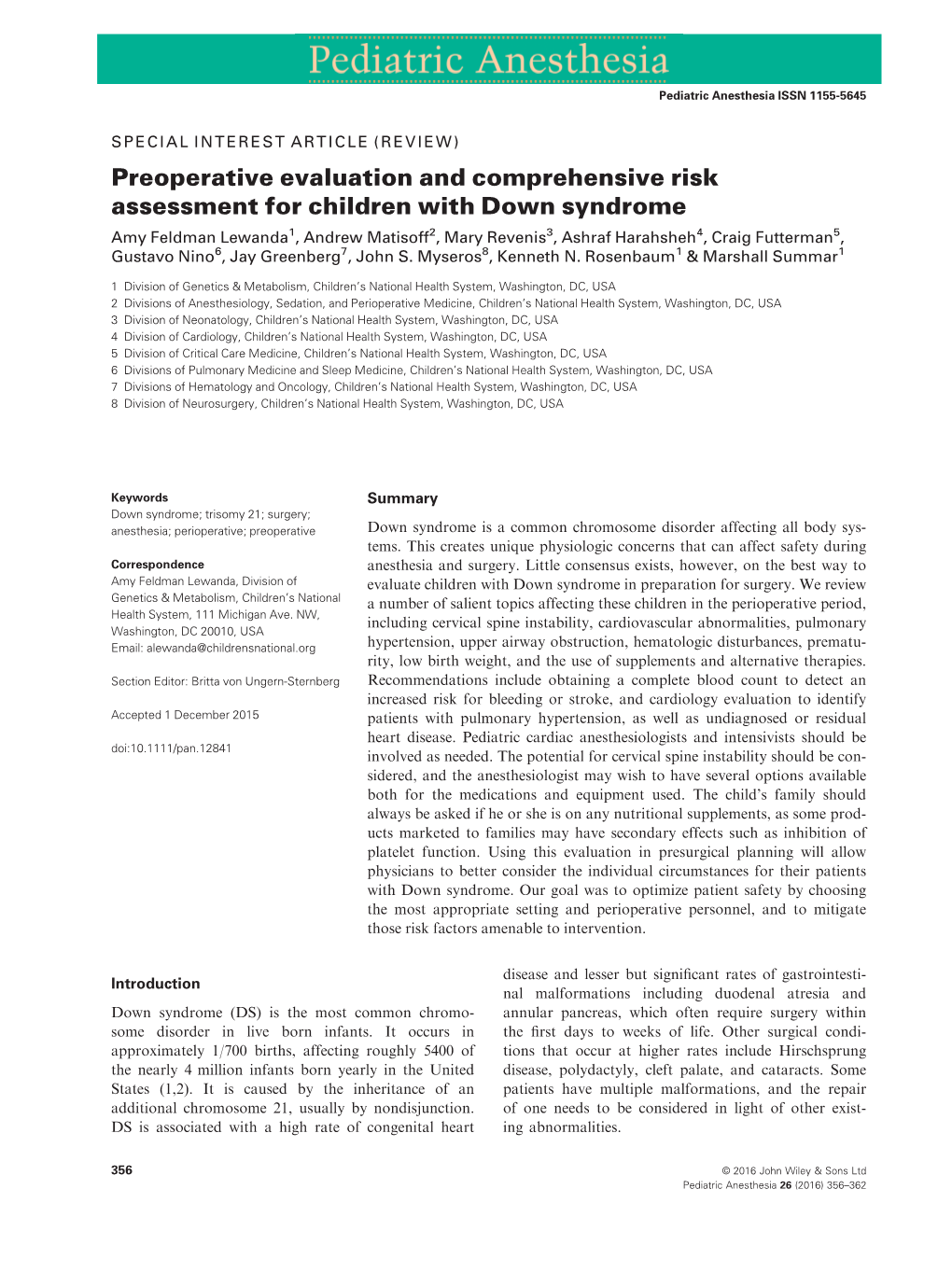 Preoperative Evaluation and Comprehensive Risk Assessment For