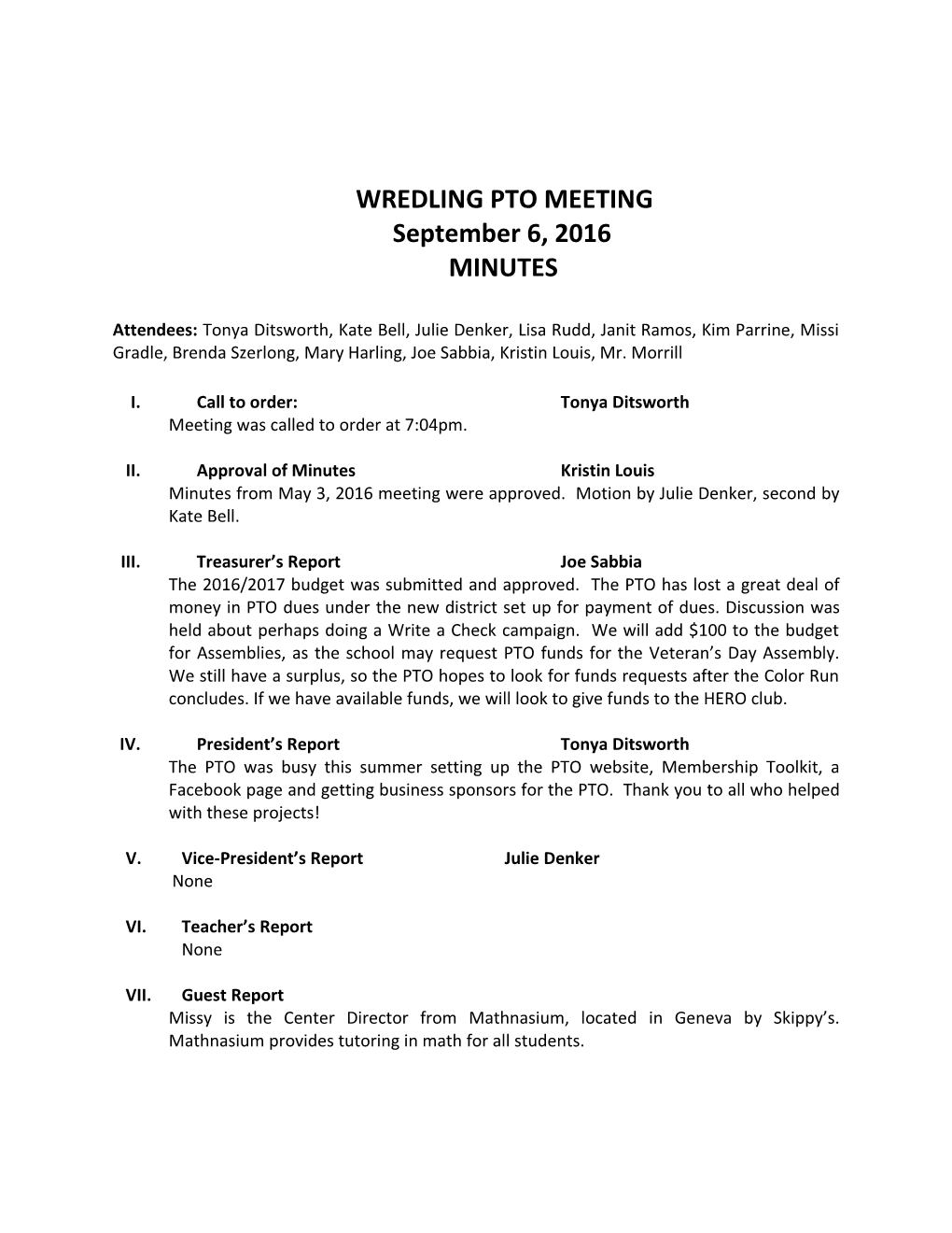 Wredling Pto Meeting