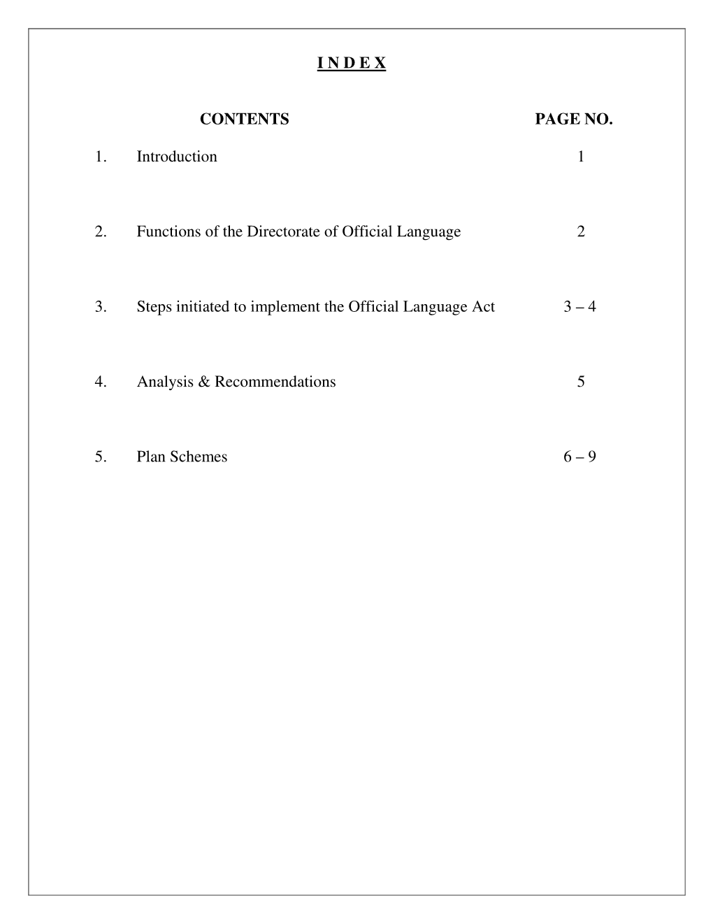 CONTENTS PAGE NO. 1. Introduction 1 2. Functions of the Directorate Of