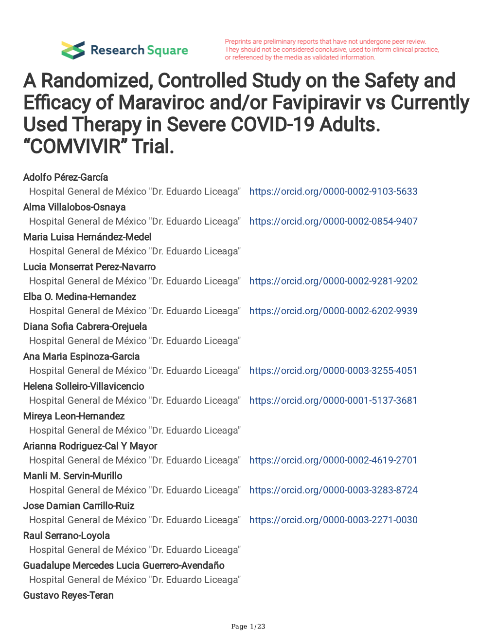 A Randomized, Controlled Study on the Safety and E Cacy of Maraviroc