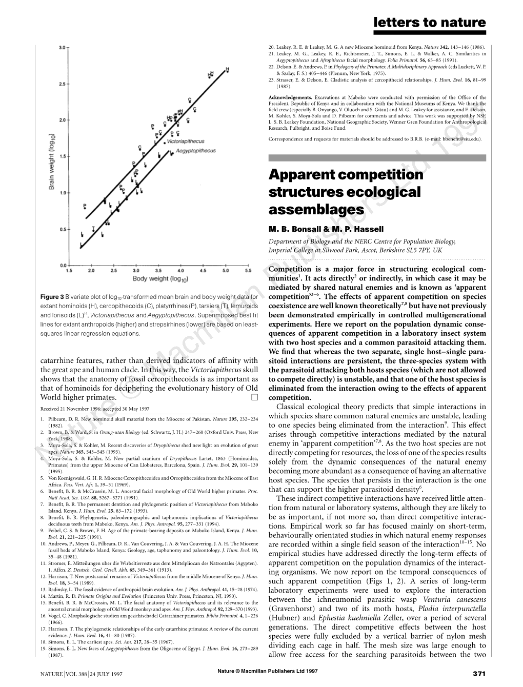 Apparent Competition Structures Ecological Assemblages