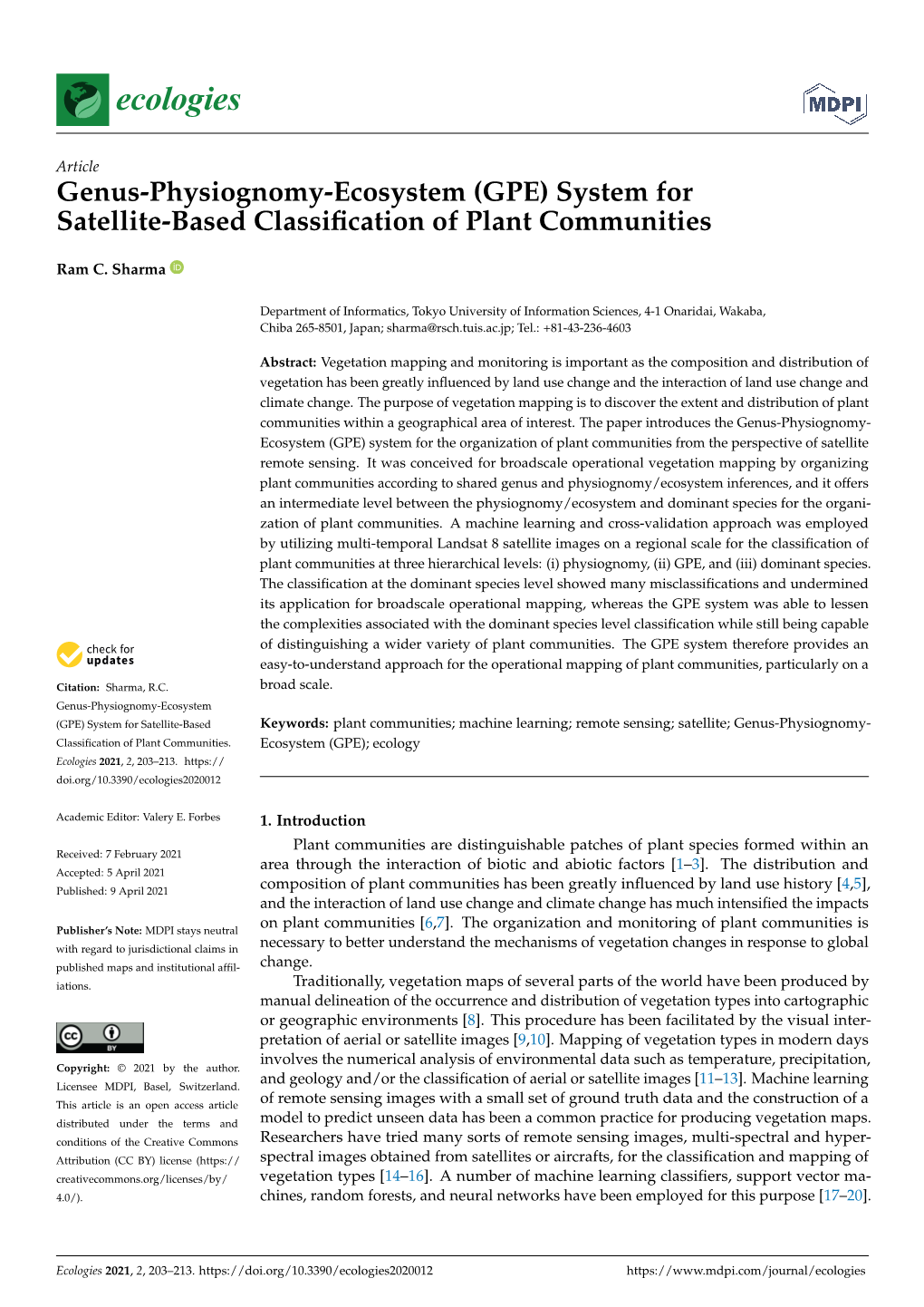 System for Satellite-Based Classification of Plant