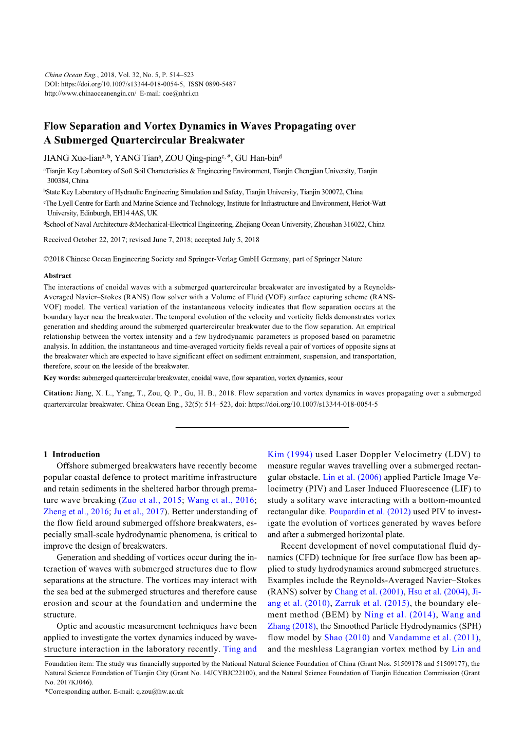 Flow Separation and Vortex Dynamics in Waves Propagating Over A