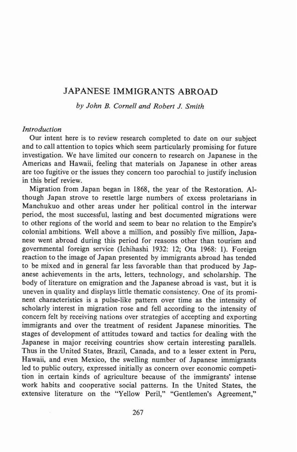 JAPANESE IMMIGRANTS ABROAD by John B