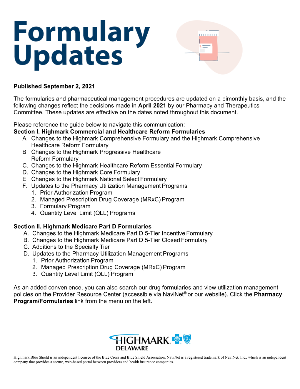 Changes to the Drug Formularies