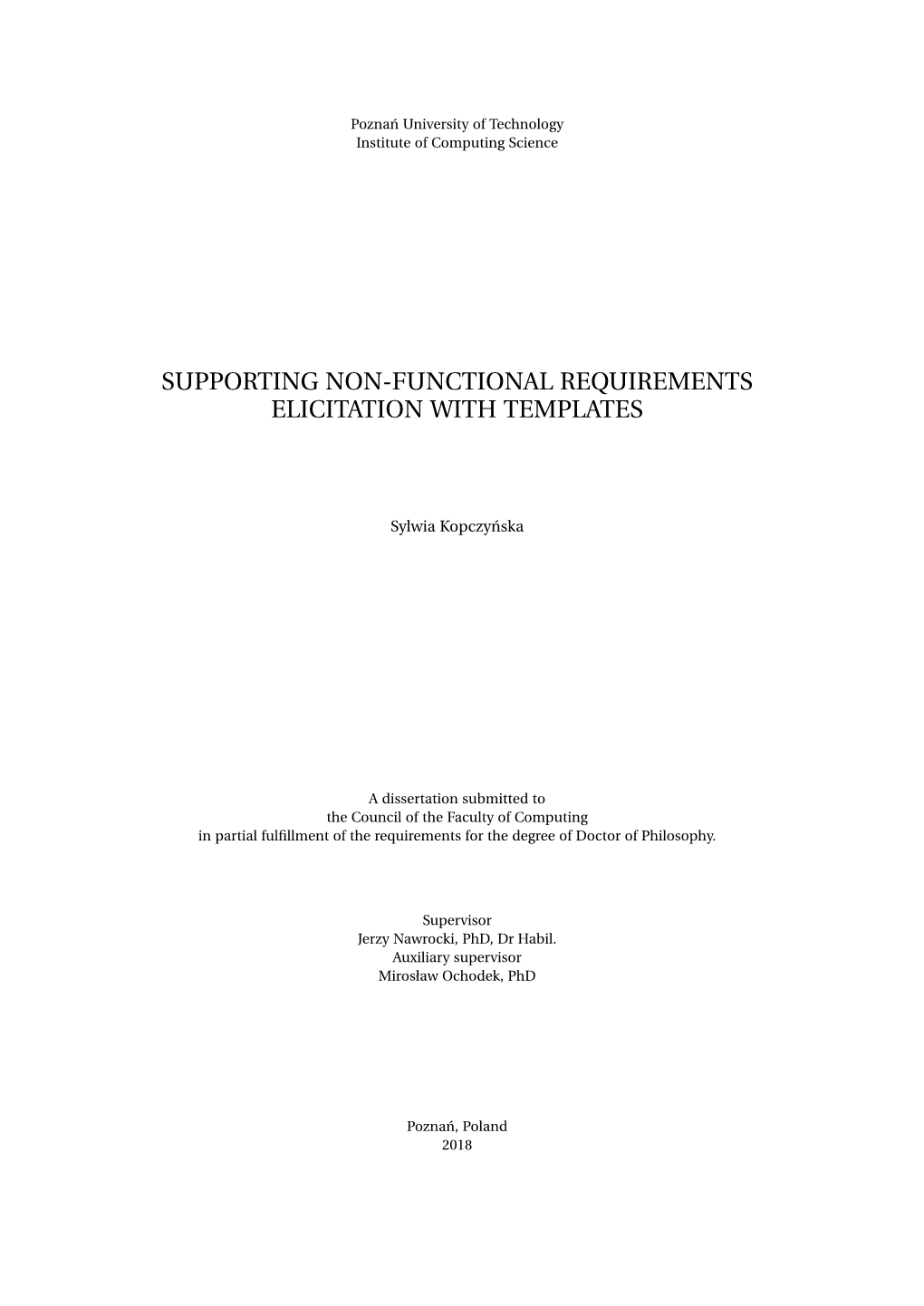 Supporting Non-Functional Requirements Elicitation with Templates