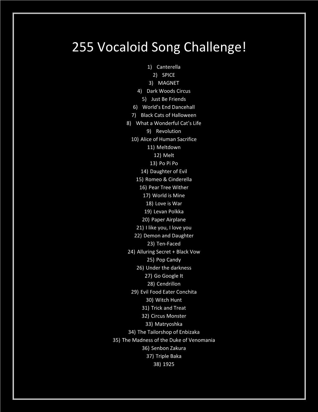 255 Vocaloid Song Challenge!