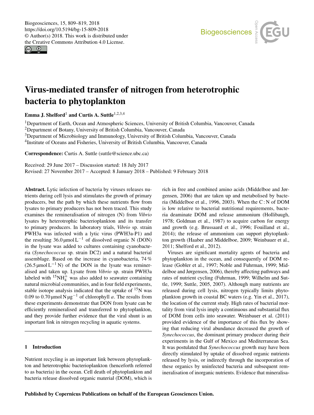 Article Is Available Ral Lysis of Bacteria in the Photic Zone