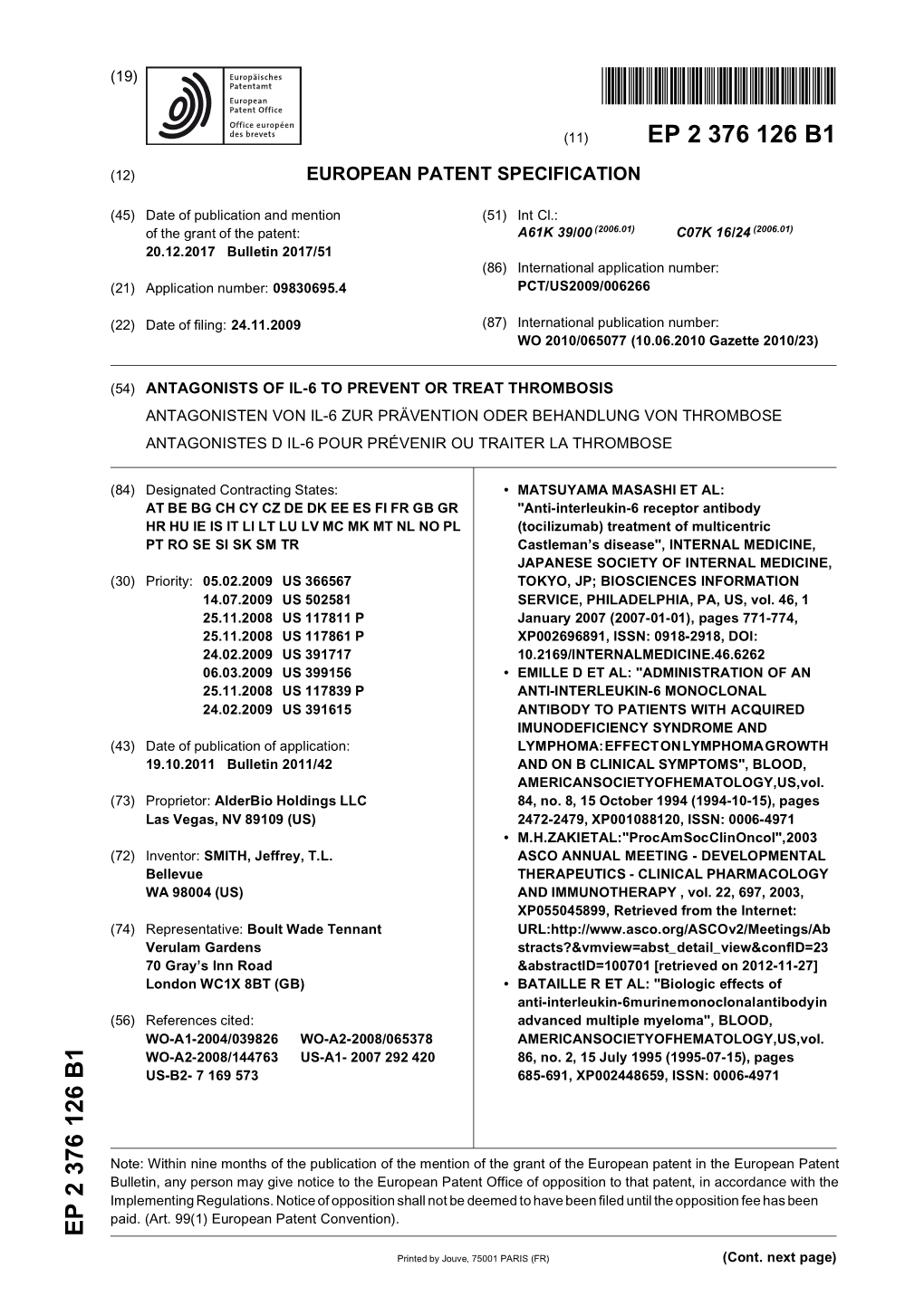 Antagonists of Il-6 to Prevent Or Treat