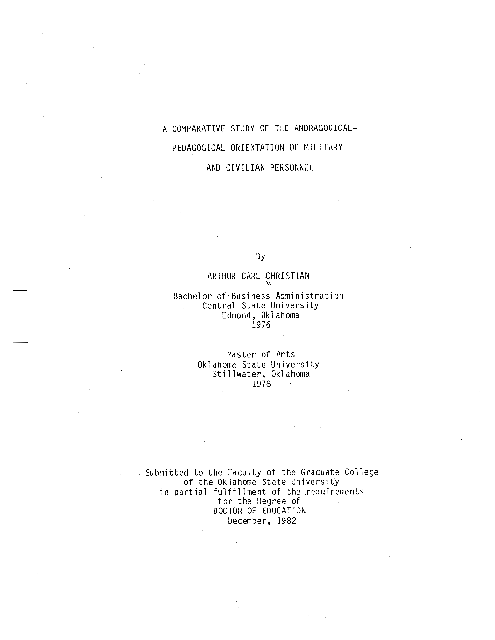 A Comparative Study of the Andragogical­ Pedagogical Orientation of Military and Civilian Personnel