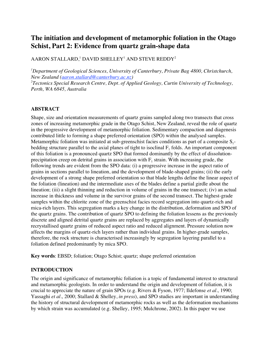 The Initiation and Development of Metamorphic Foliation in the Otago Schist, Part 2: Evidence from Quartz Grain-Shape Data