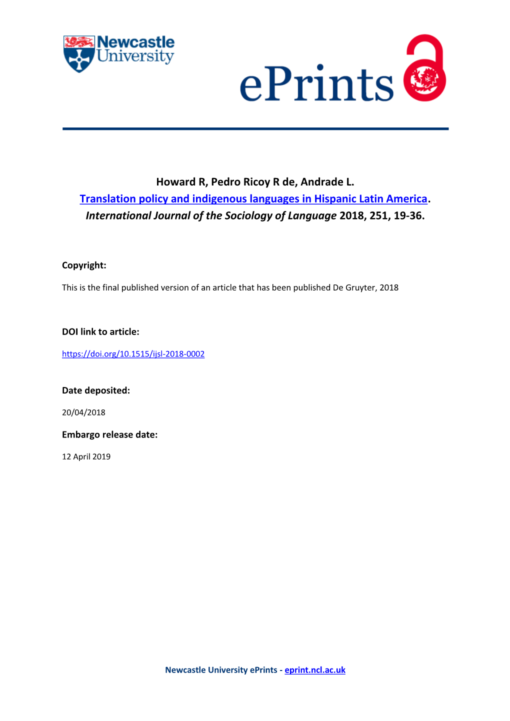 Translation Policy and Indigenous Languages in Hispanic Latin America