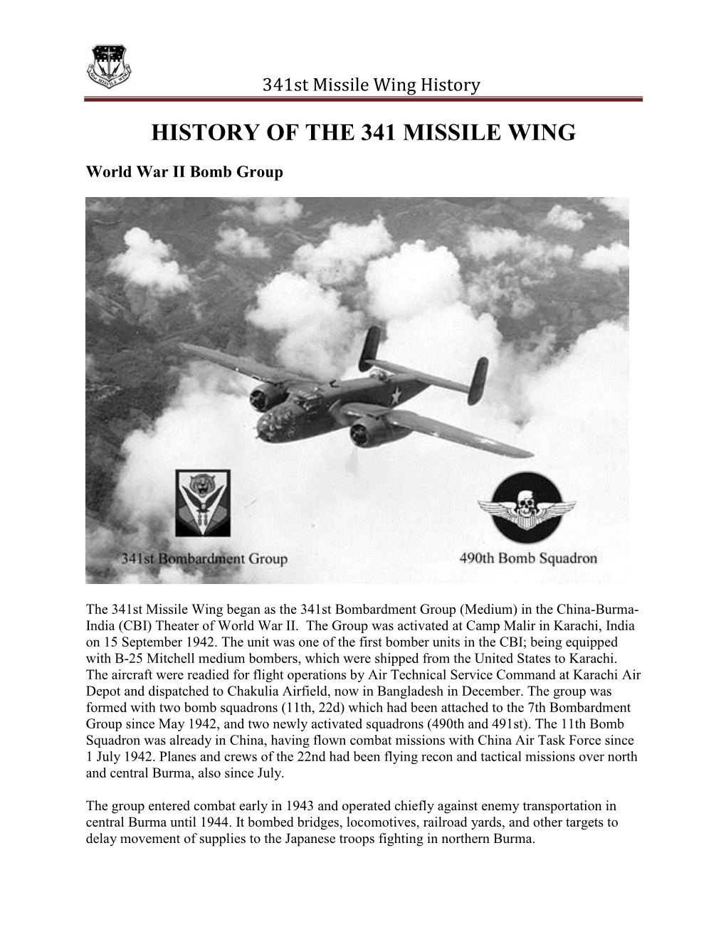 The 341St Missile Wing History