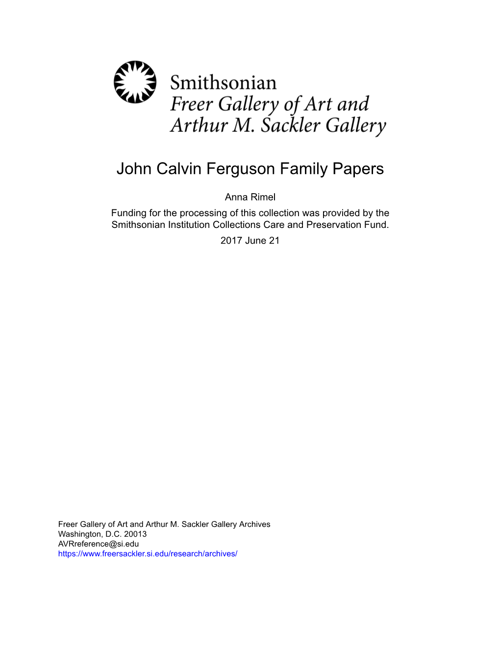 John Calvin Ferguson Family Papers